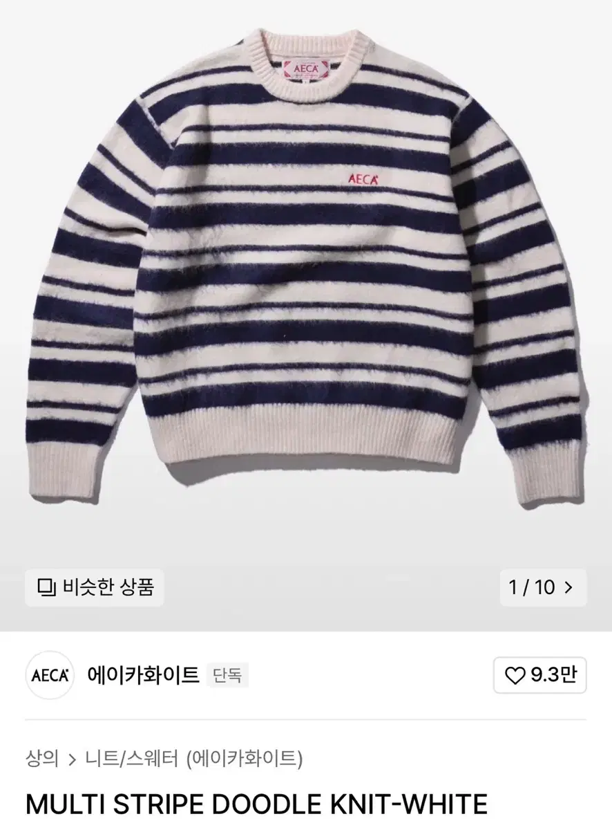 에이카화이트 니트 MULTI STRIPE DOODLE KNIT M